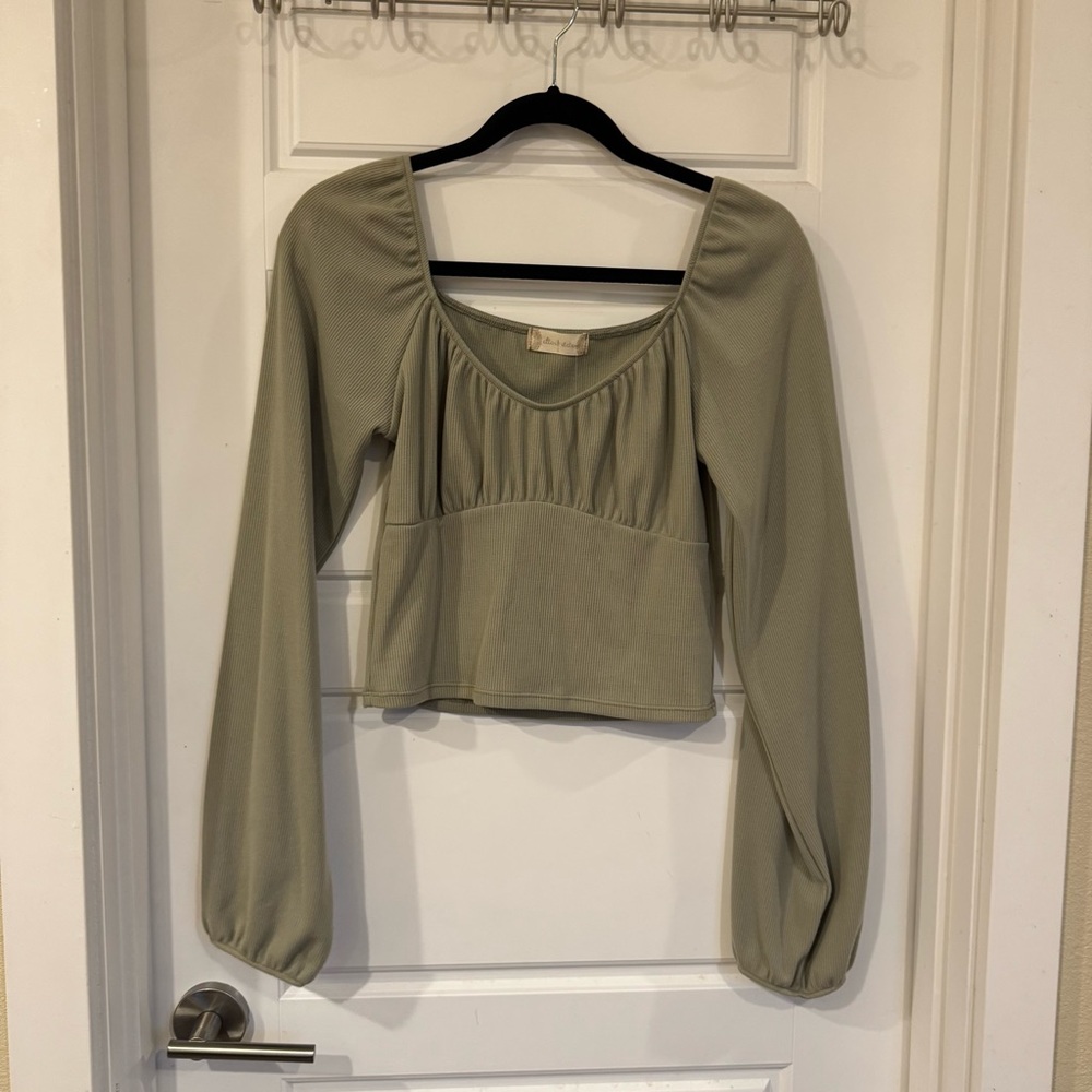Altar’d State Sage Green Long Sleeve Top